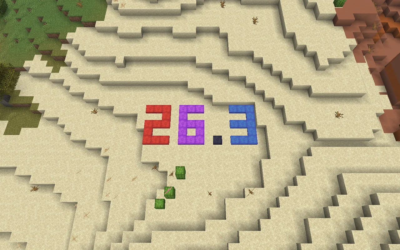 Colored cushions arranged to spell 26.3.